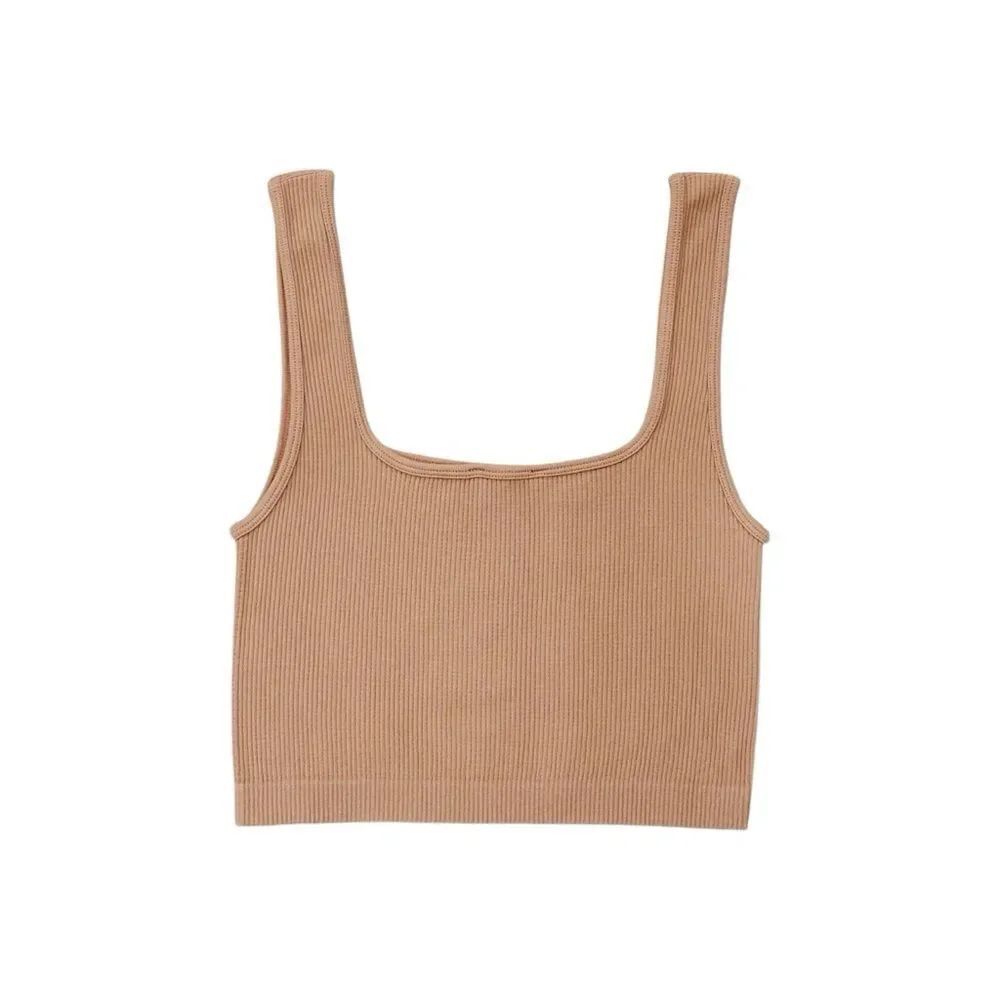 ZARA Ribbed Cropped Tank Top in Rust - Picture 3 of 3